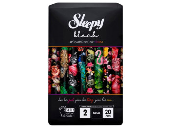 Прокладки гигиенические ультратонкие Sleepy Black Long, 6капель, 20шт