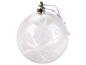 Елочная игрушка Шарик, 8см, цвет - белый (цена за 1шт)