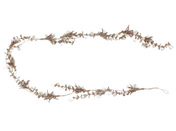 Декоративная гирлянда с жемчужными и прозрачными бусинами, 120см, цвет - шампань