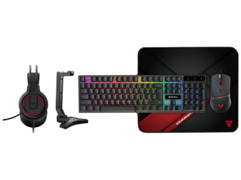 Игровой комплект 5в1 Fantech P51 (клавиатура, мышь, коврик, наушники с подставкой), Цвет Черный