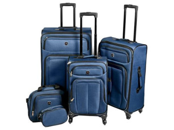 Валізи з сумками текстиль 20/24/28 12/15 (ціна за набір 5шт) колір Blue