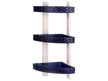 Полиця R plastic Ротанг, кутова, 3 яруси, фіолетова, 12309