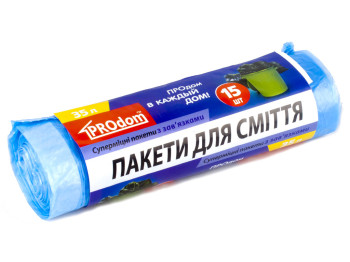 Мусорные пакеты 35л. с завязками "Prodom" 15шт 20388