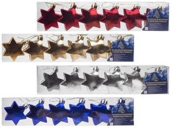 Елочные игрушки Магічна Новорічна Звездочка 6х1х6,5см (цена за набор 6шт)