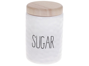 Банка для сахара Bianco, с бамбуковой крышкой, 1,2л, цвет - белый