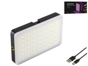 Студийная led лампа Hoco M140 rgb, аккумулятор 2000mah, мощность 6.5 вт, цвет черный