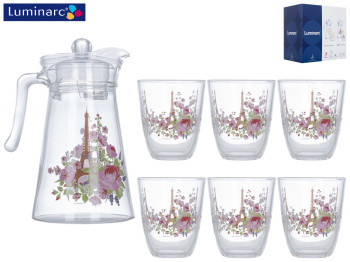 Набор Luminarc "Neo Paris Spring" графин 1,3л и 6 стаканов 310мл (цена за 7 предметов) 62037