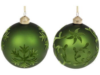 Ялинкова куля Зелений оксамит, мікс 2 дизайнів, 10см