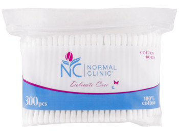 Ватные палочки косметические Normal clinic пластик 300шт (в пакете) VPN013