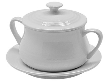 Супница фарфоровая с блюдцем и крышкой 400мл