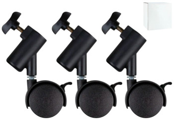 Комплект колёс для фотооборудования, фиксатор, ABS-пластик и силикон, 19мм, цвет черный