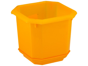 Горшок для цветов восьмигранный с подставкой 15x15см (нар. 20x20см) (цвет желтый) Консенсус