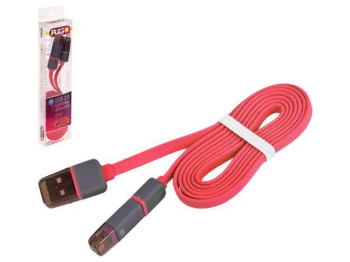Кабель PULSO USB-Micro, USB, Apple 1м red (плоский)