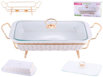 Мармит керамический Kamille прямоугольный, с подставкой 36,5х23х6см 2,5л