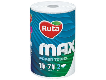 Полотенца бумажные Ruta Max, 2х слойные, 1 рулон, белые