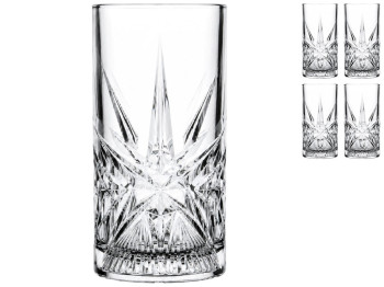 Набір високих склянок Pasabahce Cielo Crystallin, скло, 350мл, 4шт (ціна за набір)