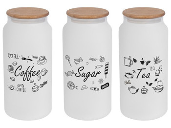 Банка Herevin Ice Colour Tea-Coffee-Sugar з дерев.кришкою, 1,4л, 8690069399676