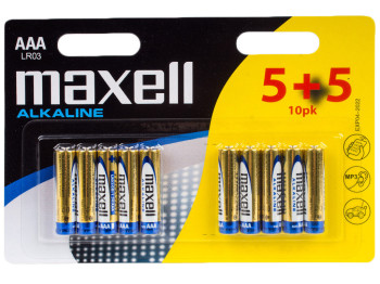 Батарейка Maxell Alkaline, 1.5V, AAA, LR03 алкалінова (ціна за блістер 10шт) 724924