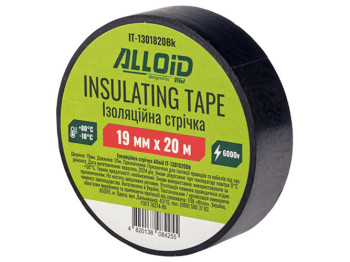 Ізоляційна чорна стрічка Alloid, 19мм х 20м (IT-1301820Bk)