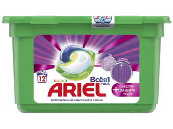 Капсули для прання Ariel Color Pods Все-в-1 + Екстра захист тканин 12х25,2г
