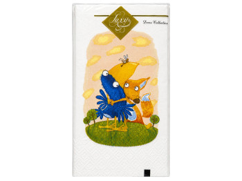 Салфетки бумажные трехслойные Luxy MINI Ворона и лис, 33×33 см, 10 шт