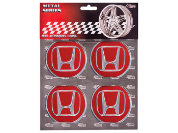 Наклейки на колпаки HONDA, 6см, красные, 4шт