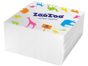 Салфетки бумажные ZooZoo столовые, однослойные 24х23см белые (цена за упаковку 60шт)