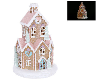 Декор Пряничний Будиночок з LED підсвічуванням, 14,5х14,5х23см