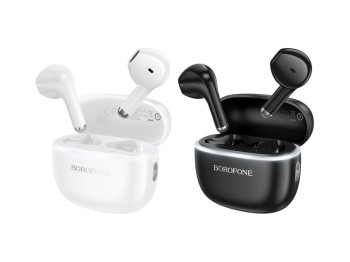 Блютуз стерео гарнитура Borofone FQ11, bluetooth 5.4, сенсор, кейс 300mAh, type‑c, цвет белый