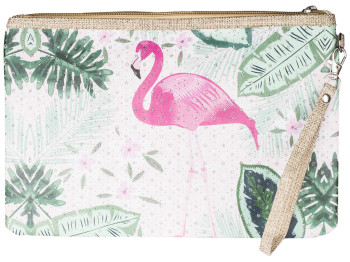 Косметичка шкірзамінник "Flamingo style" з мерехтливими зірками, на блискавці 28х1х19см