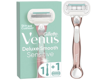 Станок для бритья Gillette Venus Extra Smooth Sensitive, с 1 сменной кассетой, 5 лезвий, цвет розе