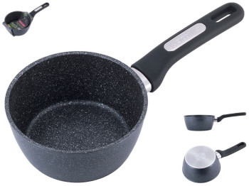 Ковш алюминиевый Kamille с покрытием черный мрамор 1,2л