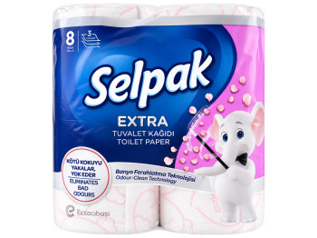 Туалетная бумага Selpak Extra, 3-слойная, мягкая, 8 рулонов