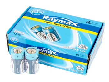 Батарейка солевая Raymax "Super Heavy duty" 1,5V R14P UM2 (цена за 2 шт в спайке)