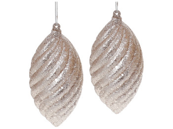 Набір ялинкових прикрас 10см, колір - гліттер шампань (ціна за набір 2шт)