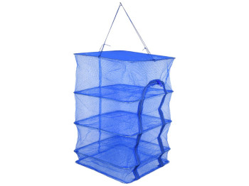 Сетка для сушки рыбы U, 3 яруса, усиленный каркас, металл, полиэстер, 40×40×65см, цвет синий