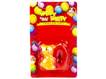 Свечка для торта "Медвежонок" "0" Помічниця "Happy party" 3,5см