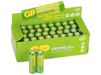 Батарейка сольова GP Greencell, 1.5V, AA, R6 (ціна за упаковку 40шт, 20 спайок по 2шт)