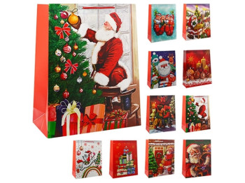 Пакет новорічний паперовий "Cristmas red" L 40х15х55см TL00045-L