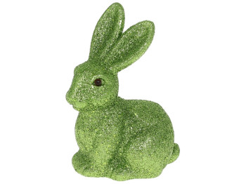 Фігурка декоративна Кролик, 15см, колір - зелений гліттер