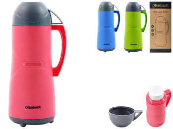 Термос Ofenbach пластиковый со стеклянной колбой, 1л