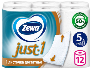 Туалетная бумага Zewa Just 1, белая, 5-слойная (12 рулонов)