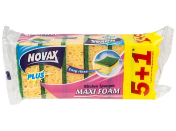 Губки для посуду Novax Plus "Maxi Foam" 9,5х3,5х6,5см 5+1шт