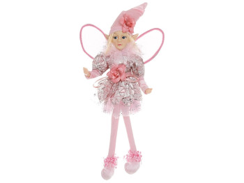 Новогодняя декоративная фигура-подвеска Эльф, 40см, цвет - розовый