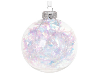 Ёлочный пластиковый шар с мишурой, 10см