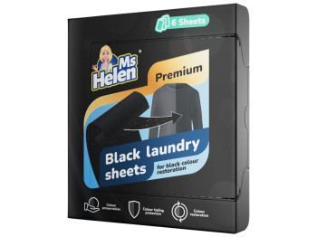 Салфетки для стирки Ms Helen Black Laundry Sheets, для чёрных тканей, восстановление цвета, 6шт