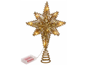 Верхушка на елку с подсветкой Звезда, 10 LED, 40см, цвет - золото