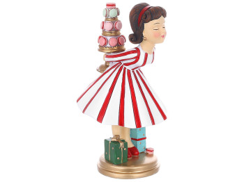 Декоративная фигурка Девушка с макарунсами, 8,5x7,4x14,5см, цвет - красный с белым
