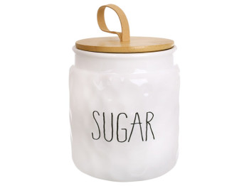 Банка керамическая с бамбуковой крышкой Sugar, 1000мл, 14×12×12см, цвет белый