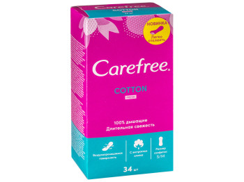 Прокладки Carefree "Cotton fresh" 2капли, ежедневные с экстрактом хлопка и ароматом свежести 34шт